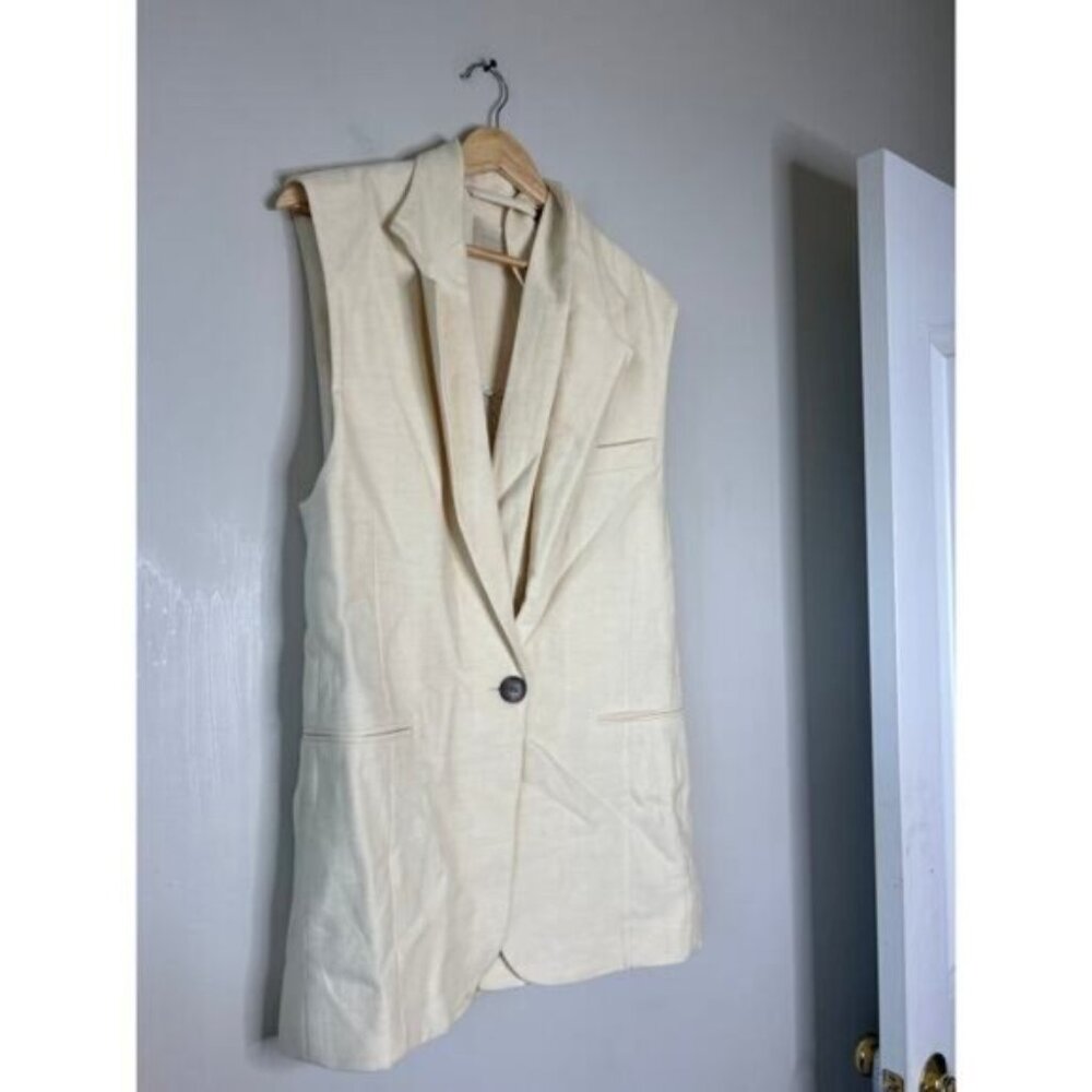 NEW Vanessa Bruno Christen Sleeveless One Chest Pocket Jacket Beige Size: 36 - Picture 3 of 8